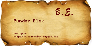 Bunder Elek névjegykártya